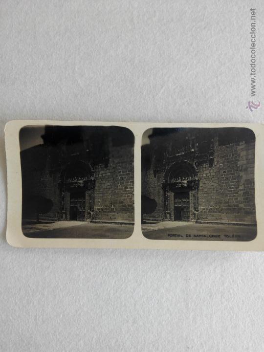 Postkarten: Postal estereoscopica del portal de la Santa Cruz de Toledo