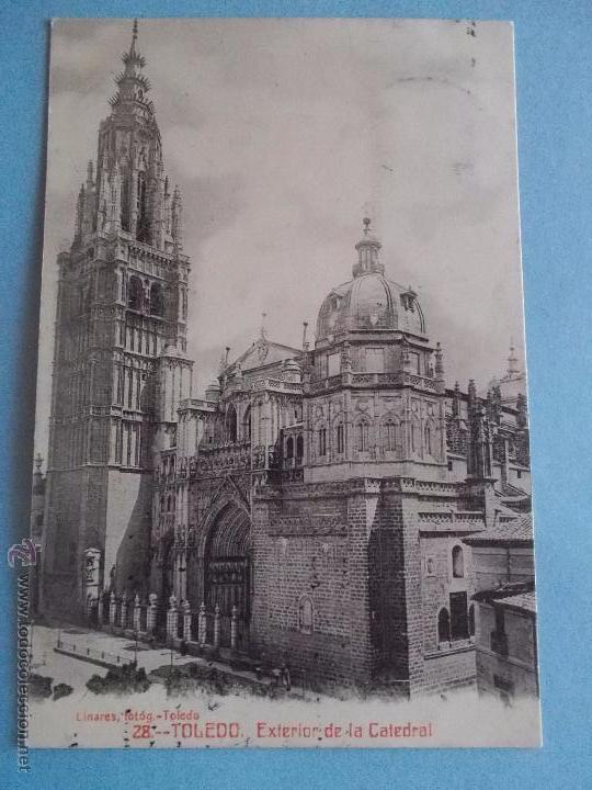 Postais: ANTIGUA POSTAL DE TOLEDO.EXTERIOR DE LA CATEDRAL POSTAL CIRCULADA