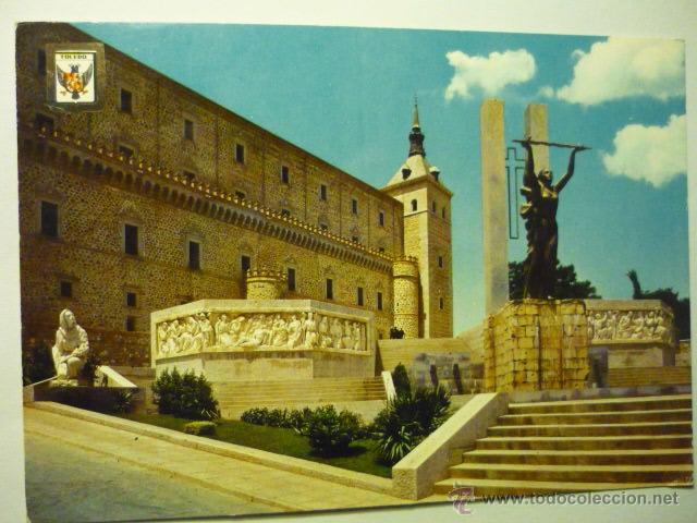 Postales: POSTAL TOLEDO-ALCAZAR Y MONUMENTO ANGEL VICTORIA