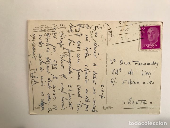 Postales: CUENCA Postal &ldquo;Hoz del Huecar&rdquo; (h.1970?) - Foto 2