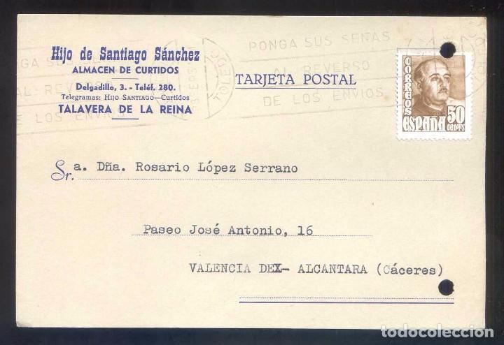 Postcards: Talavera de la Reina. TP comercial *Hijo de Santiago S&aacute;nchez* Circulada 1957.