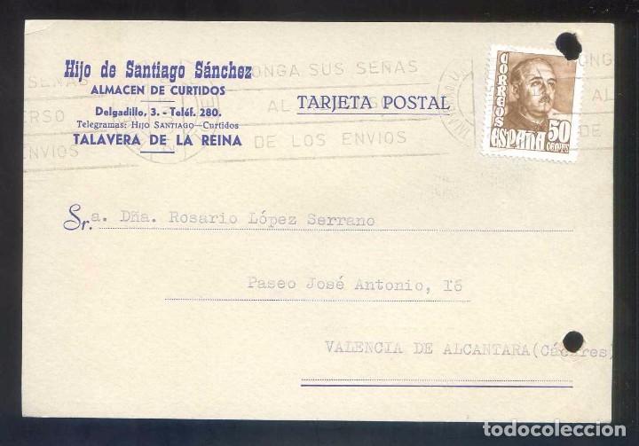Postcards: Talavera de la Reina. TP comercial *Hijo de Santiago S&aacute;nchez* Circulada 1957.