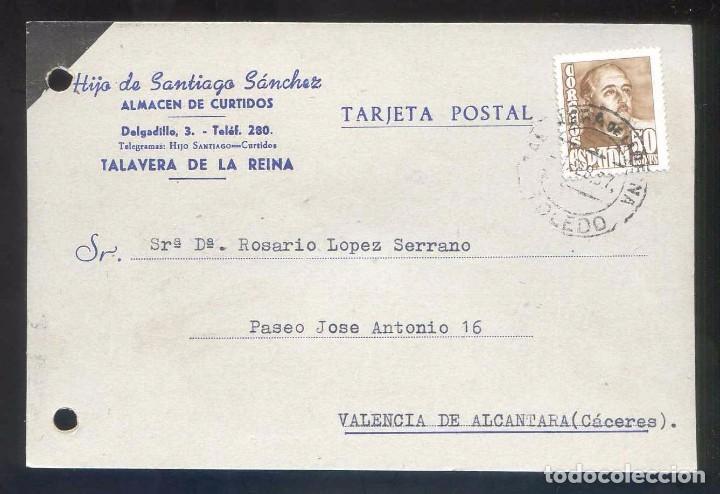Postcards: Talavera de la Reina. TP comercial *Hijo de Santiago S&aacute;nchez* Circulada 1957.