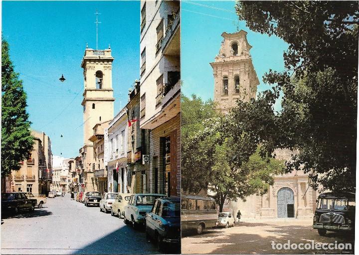 Postales: ALMANSA .- 2 POSTALES .- PLAZA CAUDILLO - IGLESIA DE ASUNCION