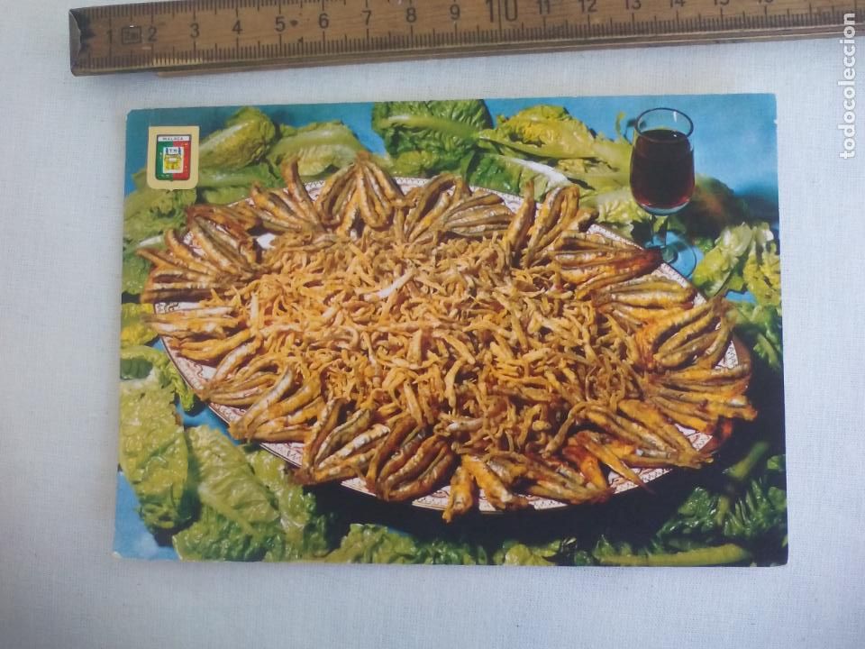 Postkarten: POSTAL N&ordm; 126. PLATOS TIPICOS MALAGA CHANQUETES Y BOQUERONES. FISA ESCUDO ORO SIN CIRCULAR. POSTCARD