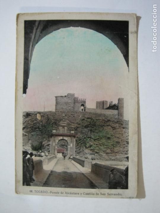 Postkarten: TOLEDO-PUENTE DE ALCANTARA Y CASTILLO DE SAN SERVANDO-ROISIN FOTOGRAFICA-POSTAL ANTIGUA-(76.533)