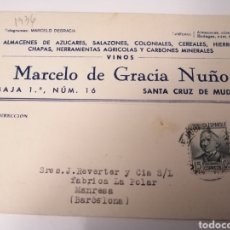Postales: SANTA CRUZ DE MUDELA. CIUDAD REAL. MARCELO DE GRACIA. POSTAL COMERCIAL A MANRESA. OCT. 1936. Lote 255480195