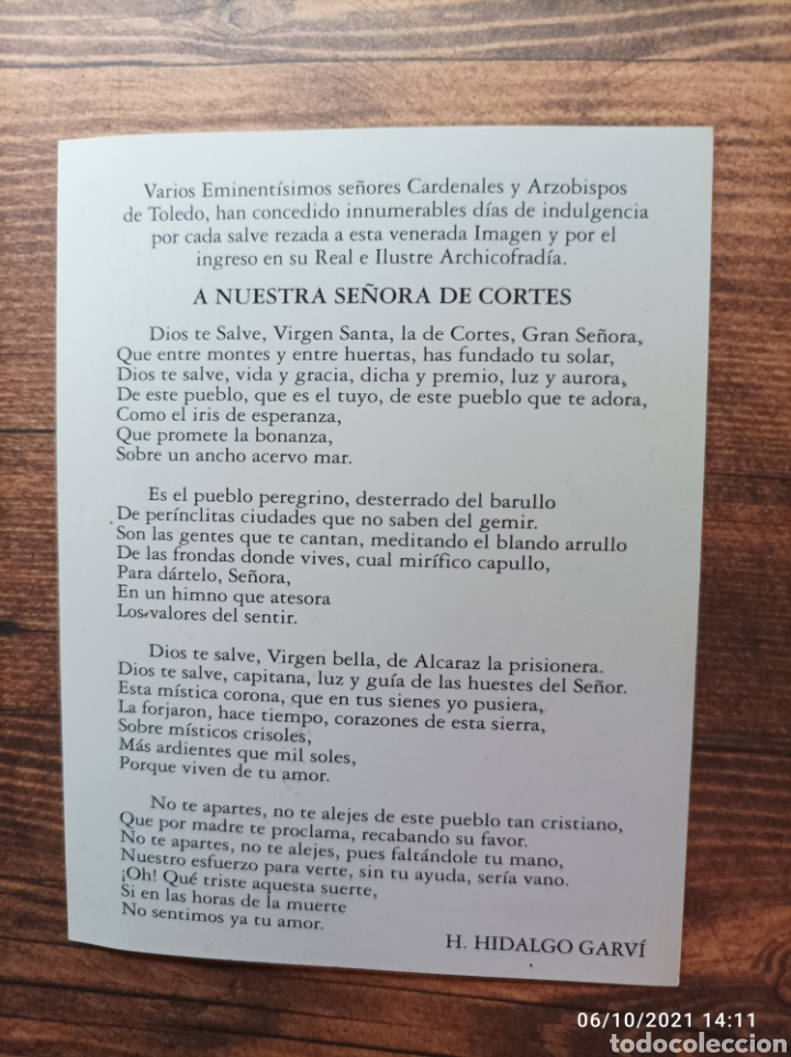 Postales: Postal de Nuestra Se&ntilde;ora de Cortes. - Foto 2