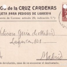 Postales: CARLOS DE LA CRUZ CARDENAS. TARJETA PARA PEDIDOS DE LIBRERÍA. PUERTOLLANO CIUDAD REAL 1933