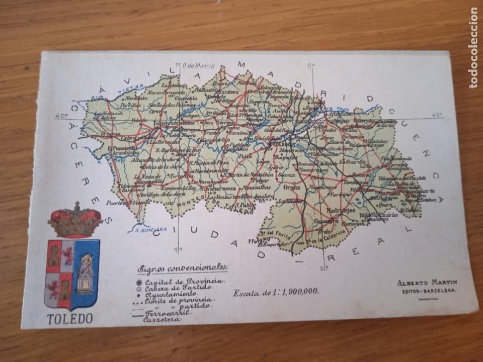 Postales: Toledo. Mapa, postal antigua - Foto 1