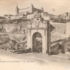 Postales: TOLEDO Nº 41 PUENTE DE ALCANTARA Y EL ALCAZAR LACOSTE CIRCULADA EN 1906. Lote 338288833