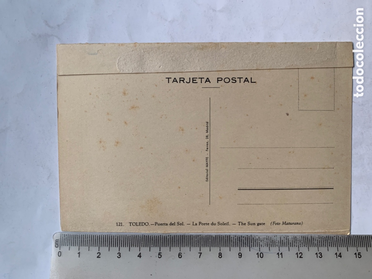 Postales: POSTAL. TOLEDO. PUERTA DEL SOL. EDICIONES MAYFE. - Foto 2