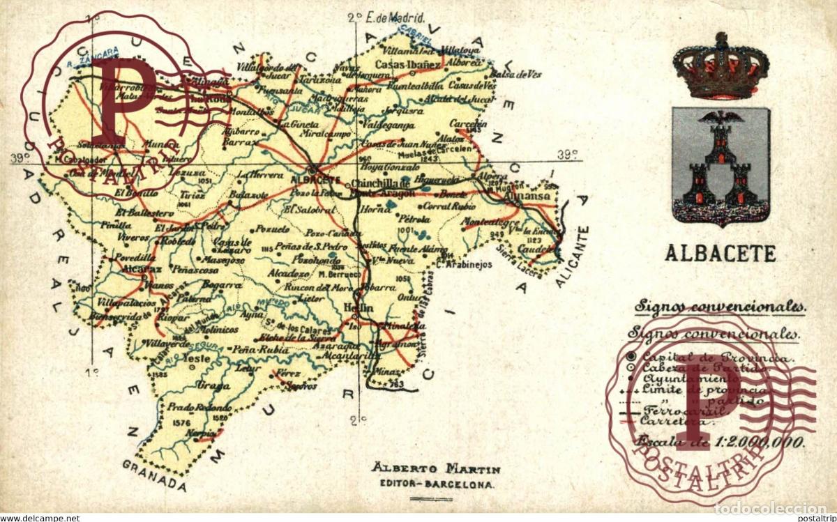 Postales: ALBACETE. MAPA. ALBERTO MARTIN. MAP. - Foto 1