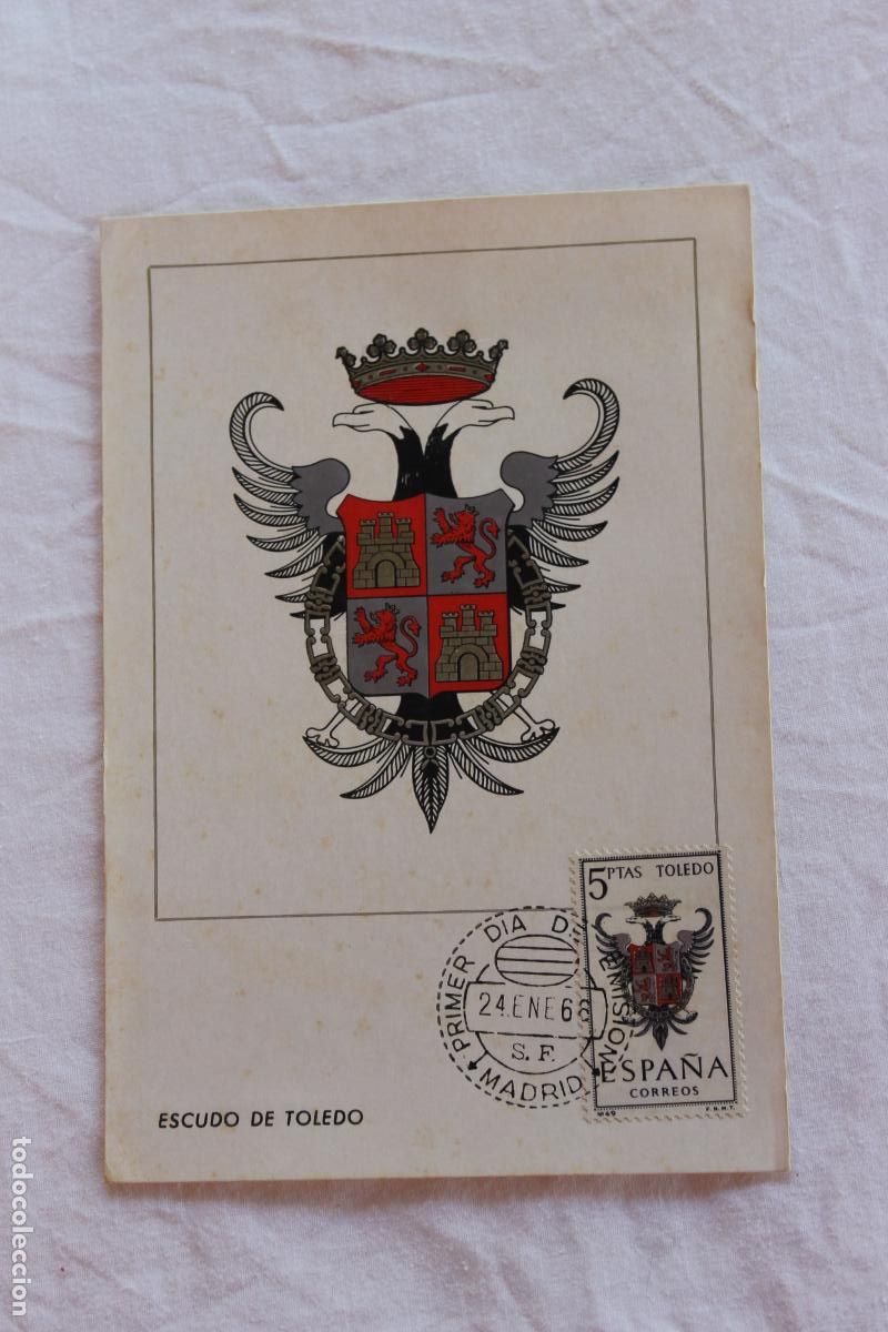 Postales: TARJETA POSTAL PRIMER DIA EMISION ESCUDO TOLEDO 1966