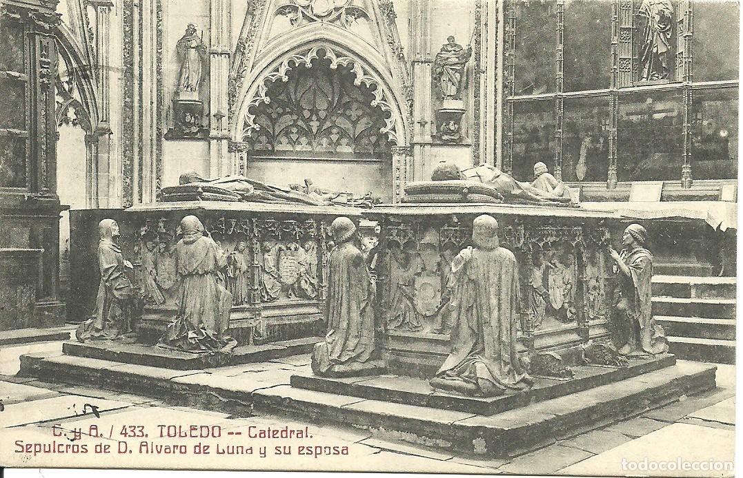 Postales: Toledo - Catedral - Sepulcros de D. Alvaro de Luna y su esposa - Ed. Fototipia Castaneira y Alvarez