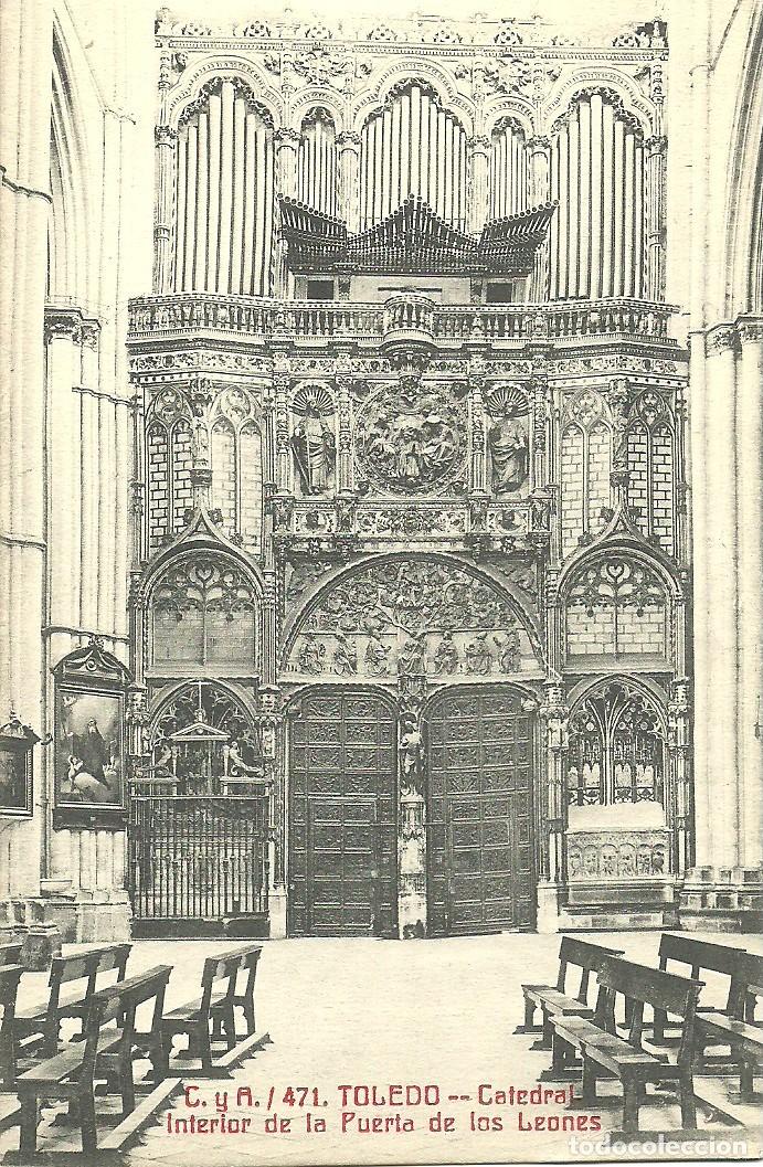 Postales: Toledo - Catedral - Interior de la Puerta de los Leones - Ed. Fototipia Castaneira y Alvarez