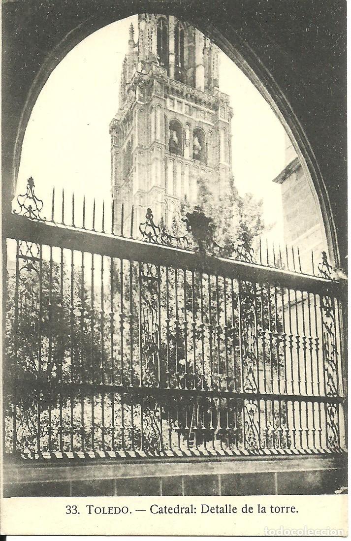 Postales: Toledo - Catedral - Detalle de la Torre - Ed. Abelardo Linares