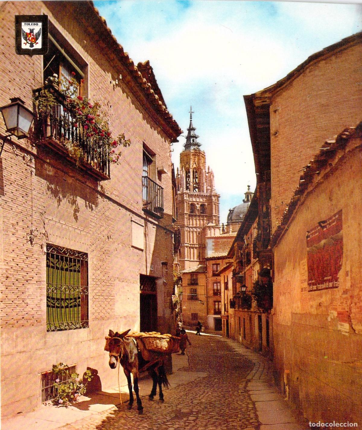 Postales: Postal de Toledo: Calle Santa Isabel y Catedral con Burro