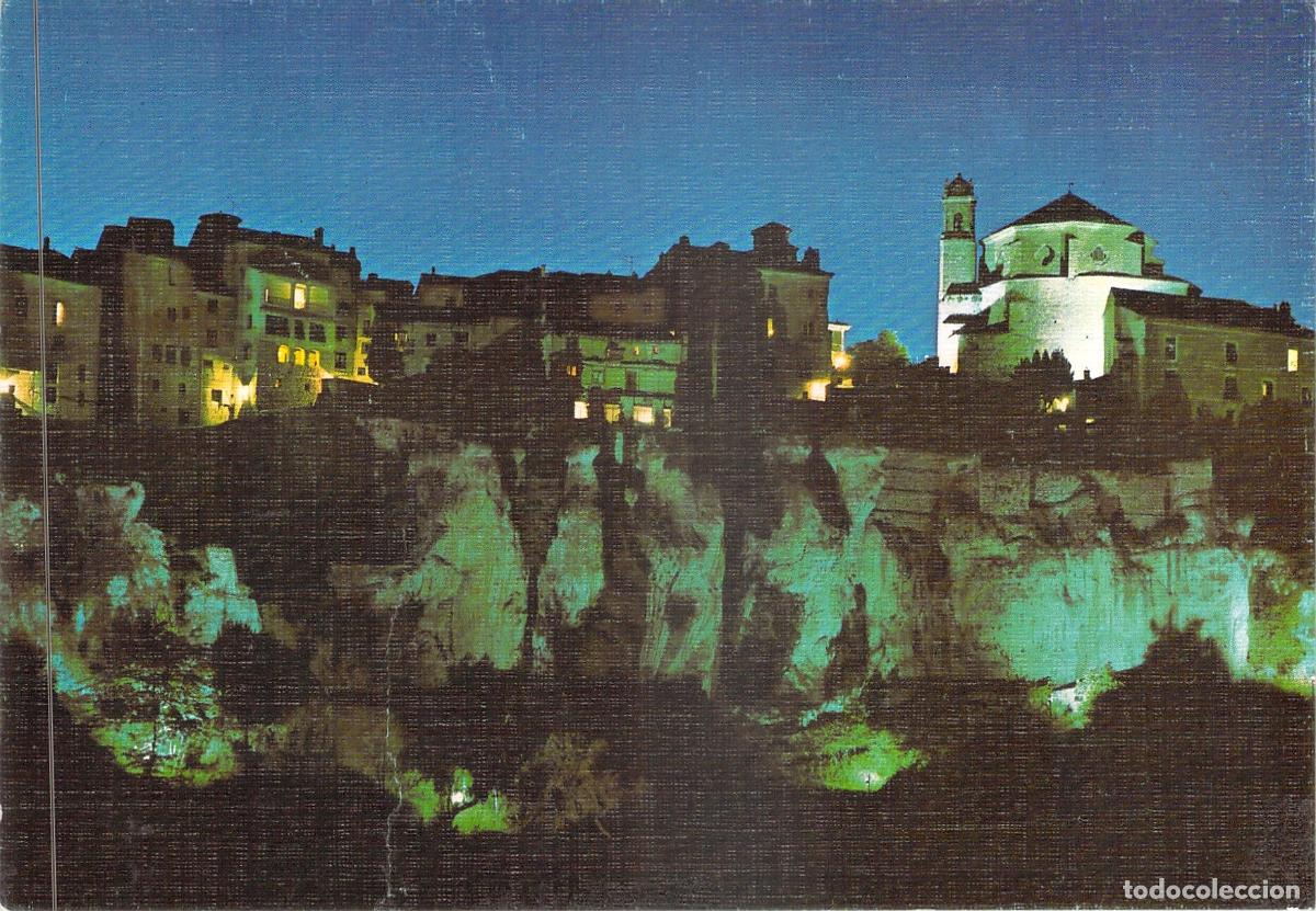 Postales: Postal de Cuenca: Casas Colgadas y Hoz del Hu&eacute;car (Vista Nocturna)