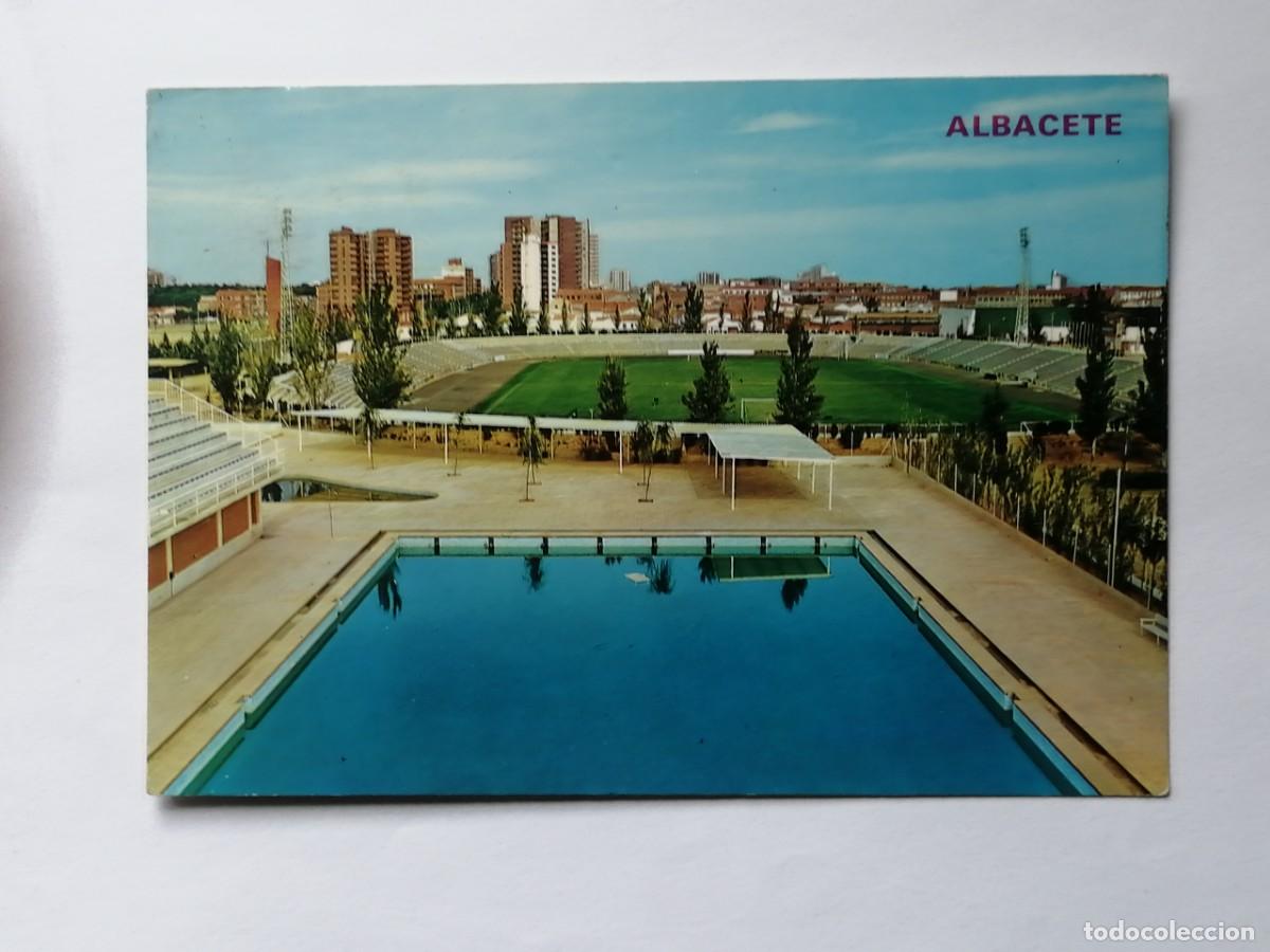 Postales: POSTAL 18440 MAT.MUNERA 1990-PARIS 931 ALBACETE ESTADIO MUNICIPAL CARLOS BELMONTE -FUTBOL PISCINA