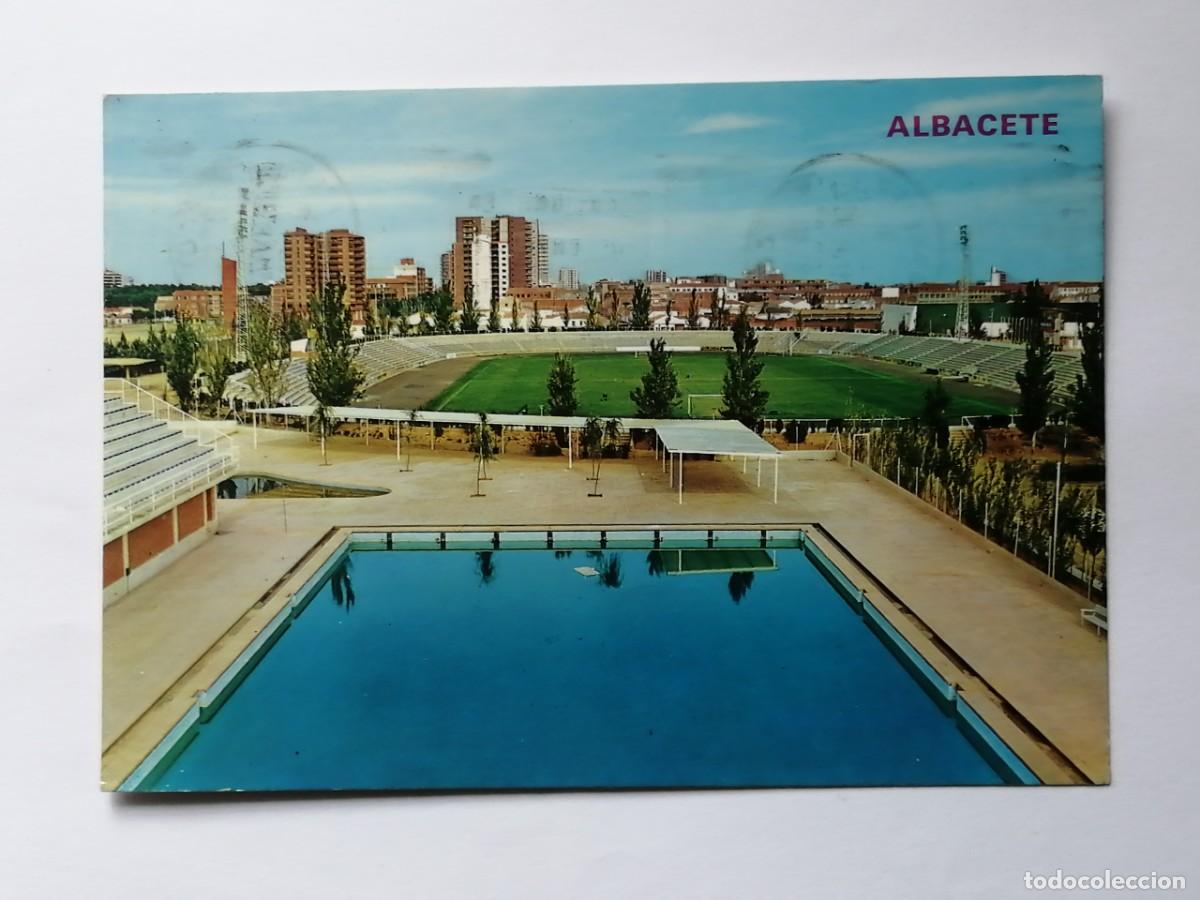Postales: POSTAL 18438 MAT.1990-PARIS 931 ALBACETE ESTADIO MUNICIPAL CARLOS BELMONTE -FUTBOL PISCINA