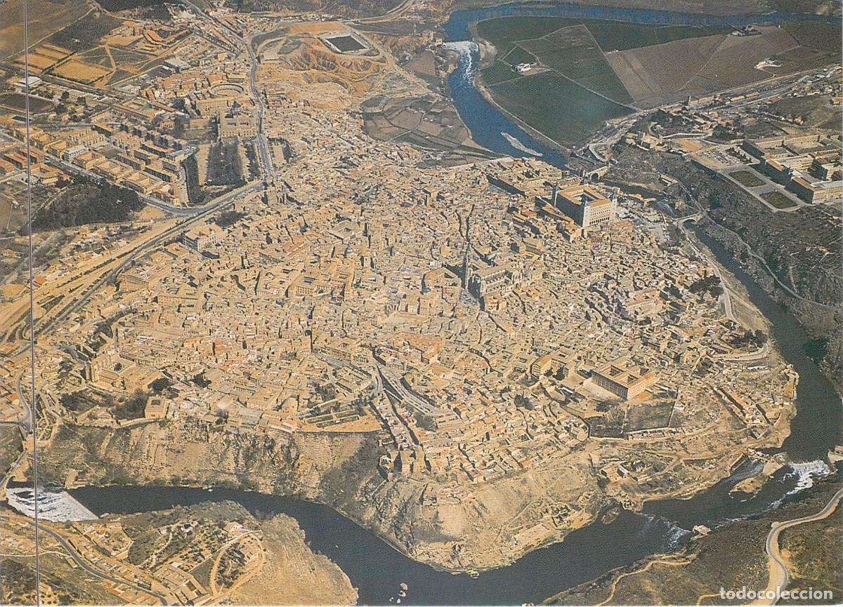 Postales: Postal de Panor&aacute;mica A&eacute;rea de Toledo y el R&iacute;o Tajo