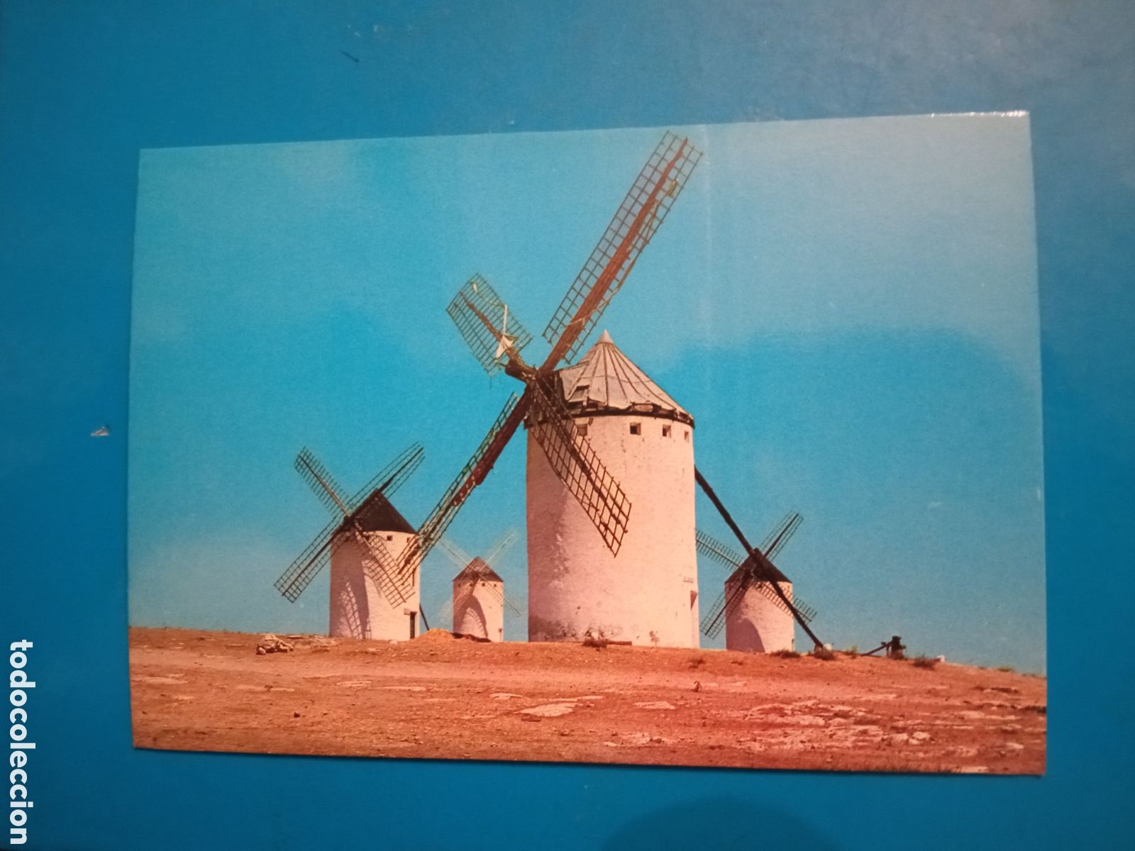 Postales: Antigua postal fotogr&aacute;fica, Molinos de viento en La Mancha