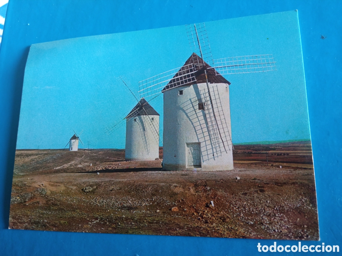 Postales: Antigua postal fotogr&aacute;fica, Molinos de viento en La Mancha