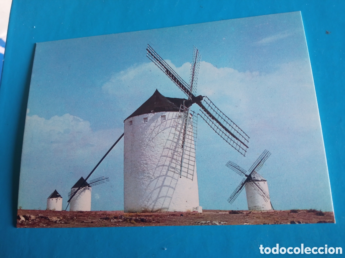 Postales: Antigua postal fotogr&aacute;fica, Molinos de viento en La Mancha