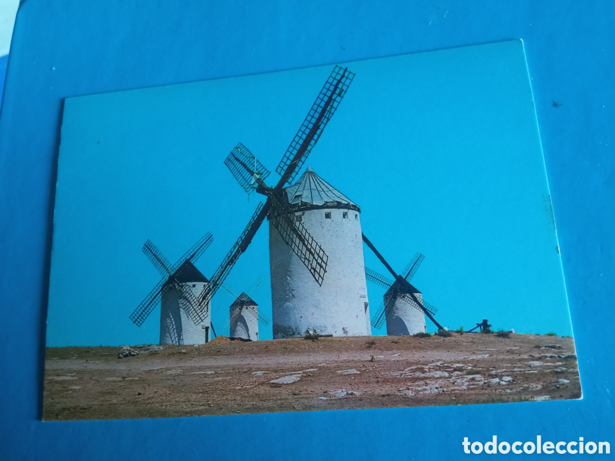 Postales: Antigua postal fotogr&aacute;fica, Molinos de viento en La Mancha