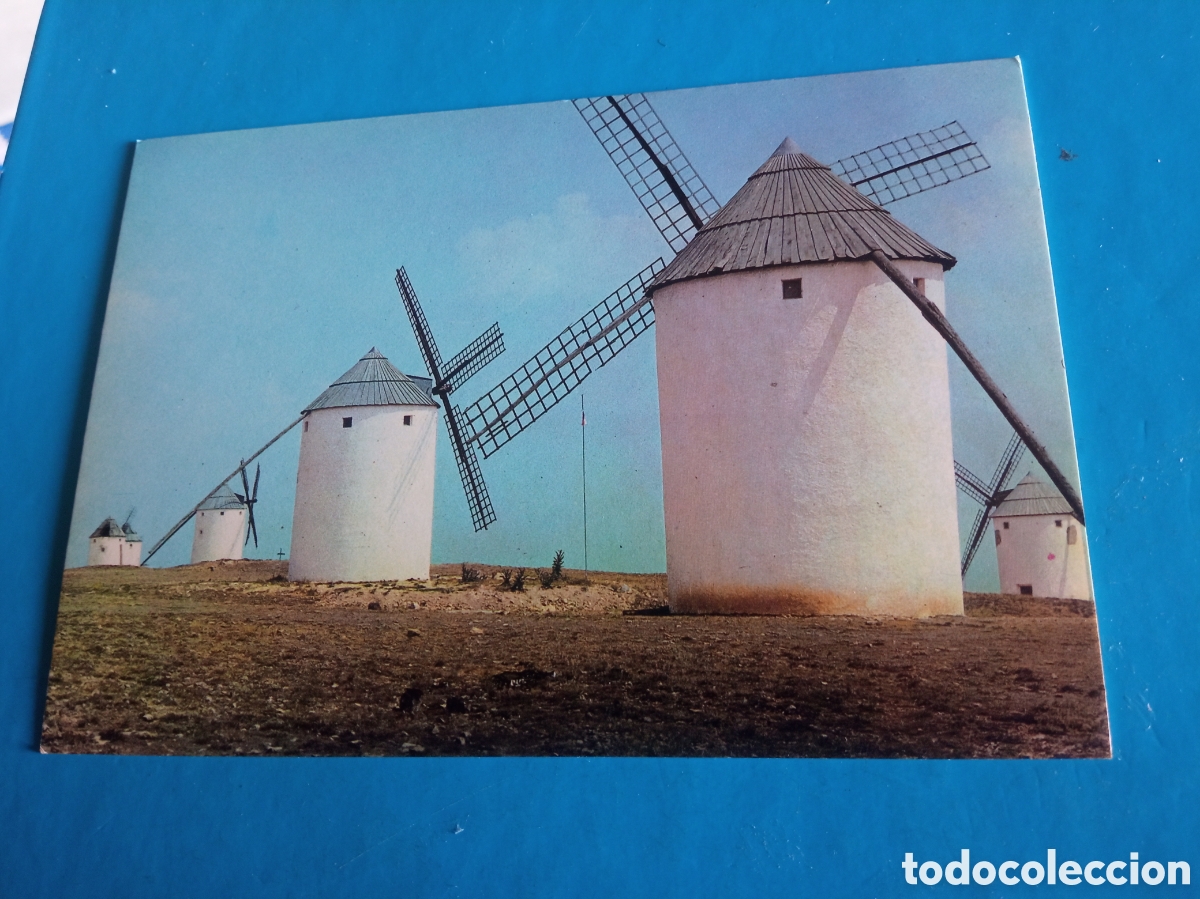 Postales: Antigua postal fotogr&aacute;fica, Molinos de viento en La Mancha