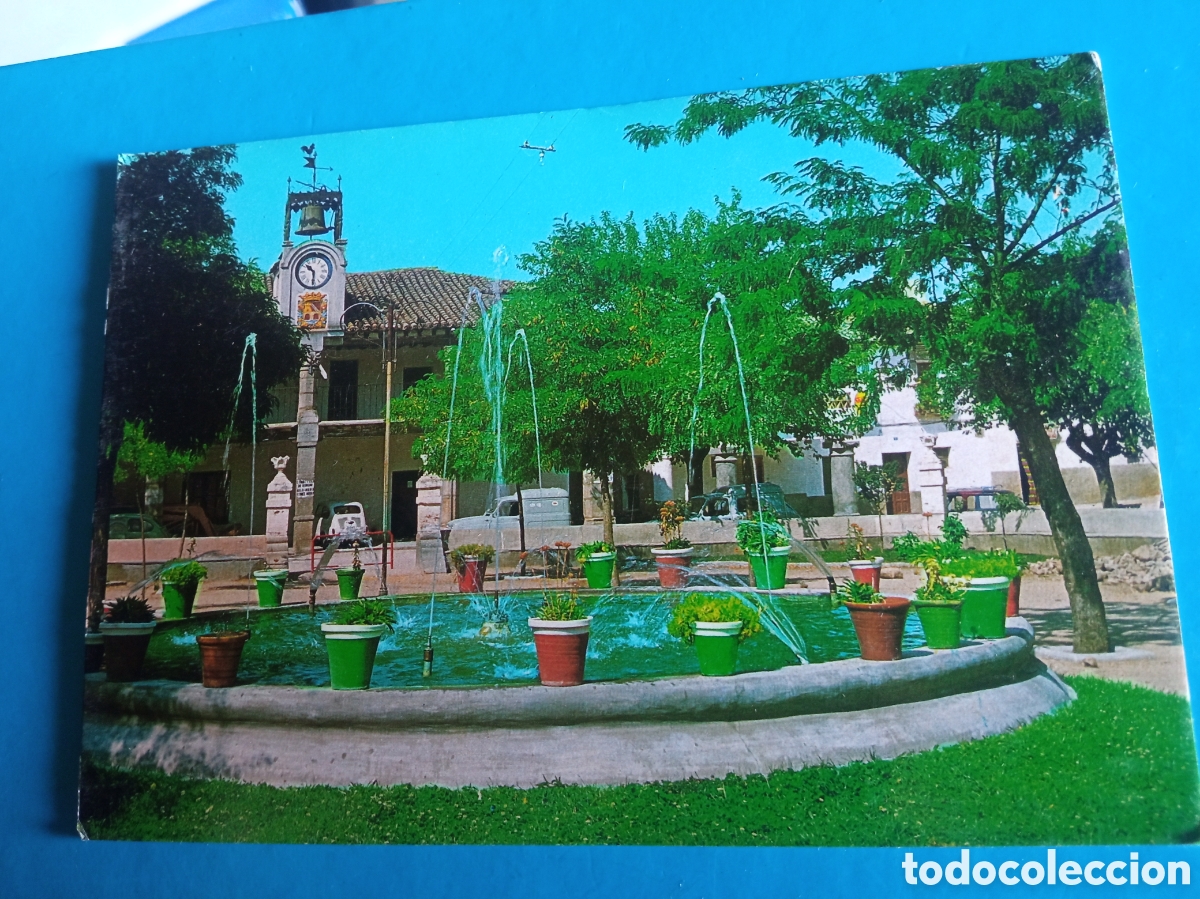 Postales: Antigua postal fotogr&aacute;fica de Escalona (Toledo) Fuente de la Plaza 7 de octubre