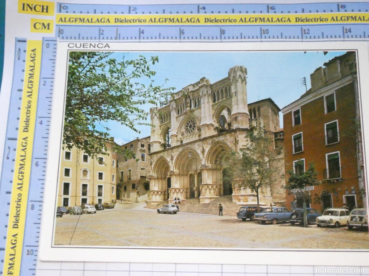 Postales: POSTAL DE CUENCA. A&Ntilde;O 1990. CATEDRAL PLAZA MAYOR COCHES SEAT 600. 36 SICILIA. 737