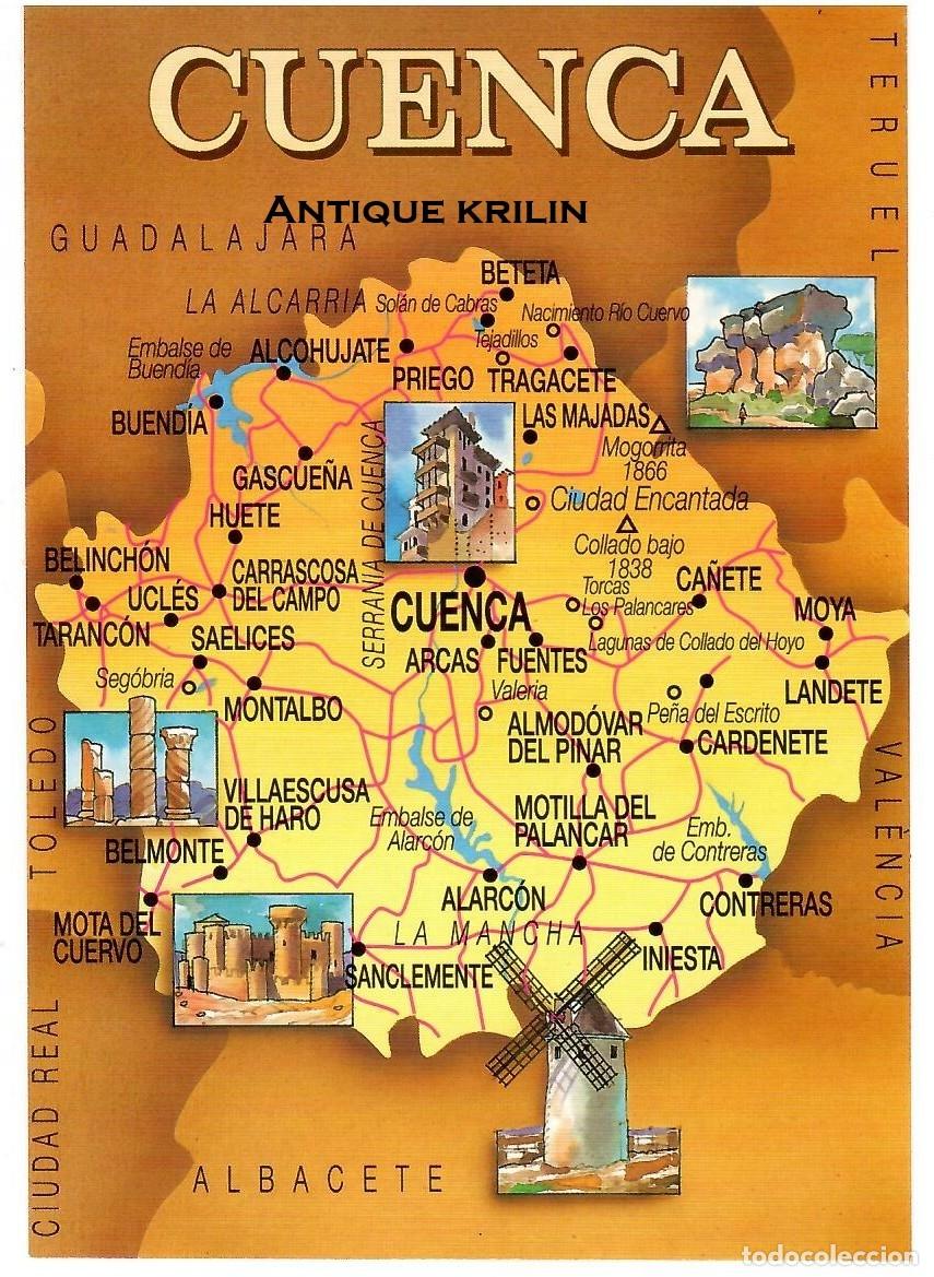 Postkarten: CUENCA N&ordm; 62 MAPA / ILUSTRADOR JOSEP OPISSO / ESCUDO DE ORO / SIN FRANQUEAR