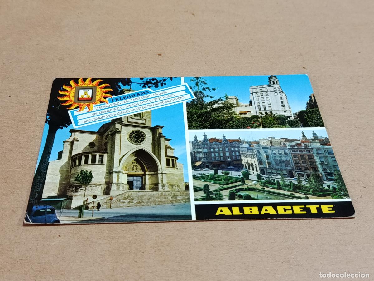 Postales: ALBACETE - POSTAL ALBACETE - CATEDRAL - JARDINES DE LA PLAZA DEL CAUDILLO - PLAZA DEL CAUDILLO