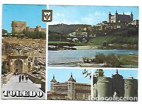 Postales: PUENTE DE ALCANTARA - RIO TAJO Y ALCAZAR - EL ALCAZAR - PUERTA DE BISAGRA.- TOLEDO