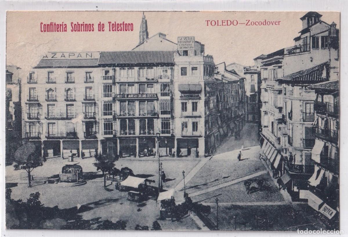 Postales: Toledo. Zocodover. Publicidad Confiter&iacute;a Sobrinos de Telesforo. Sin circular.