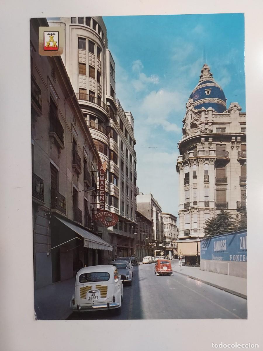 Postales: POSTAL ALBACETE CALLES TESIFONTE GALLEGO MARQUES DE MOLINS. 1968. CIRCULADA. SEAT 600