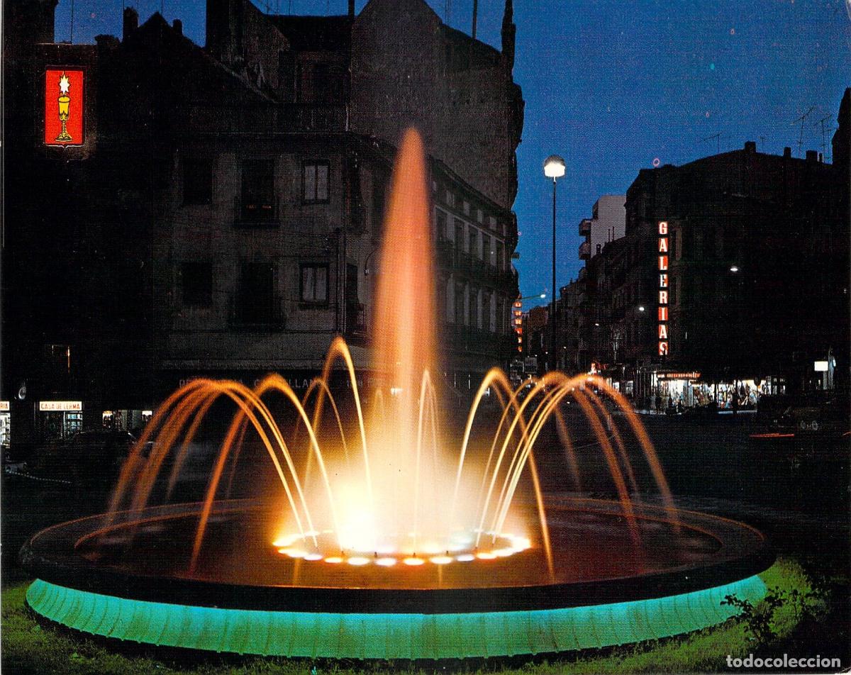 Postales: Postal de la Fuente Luminosa en Cuenca nocturna