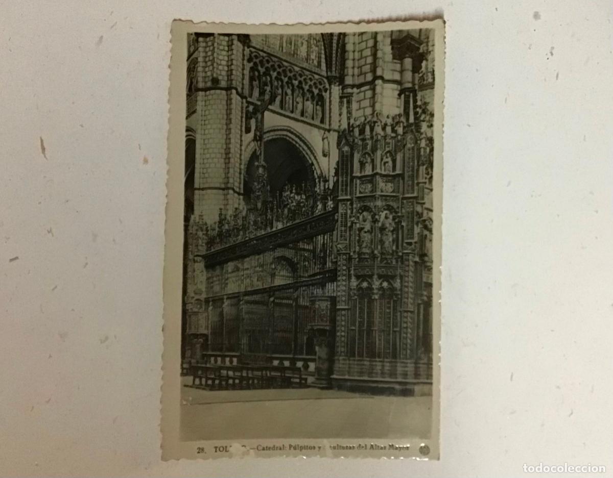 Postales: P&Uacute;LPITO Y ESCULTURAS DEL ALTAR MAYOR DE LA CATEDRAL DE TOLEDO 1949