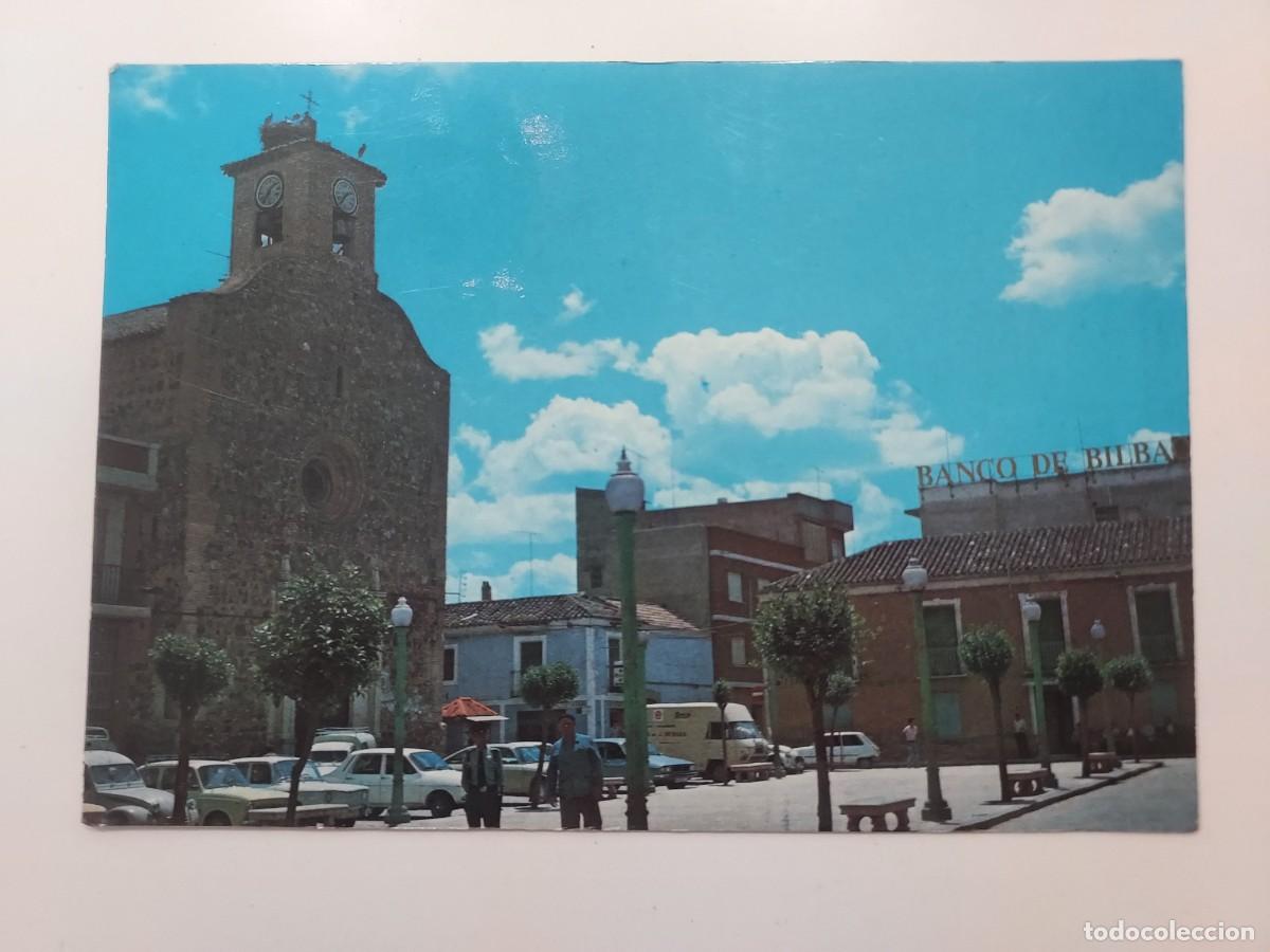 Postales: POSTAL BOLA&Ntilde;OS PARROQUIA Y PLAZA DE ESPA&Ntilde;A. 1977. CIRCULADA. CIUDAD REAL. LIBRERIA MENCHEN