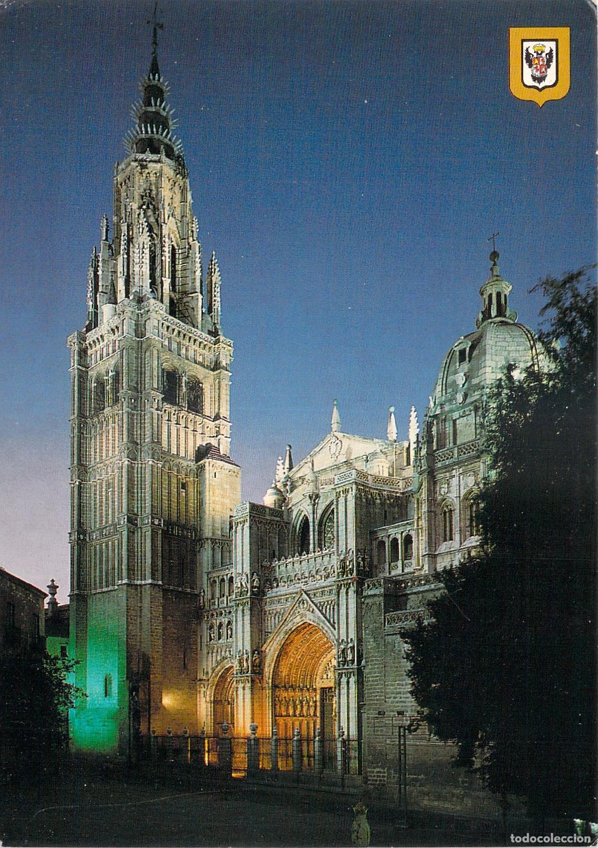 Postales: Postal de la Catedral de Toledo en vista nocturna