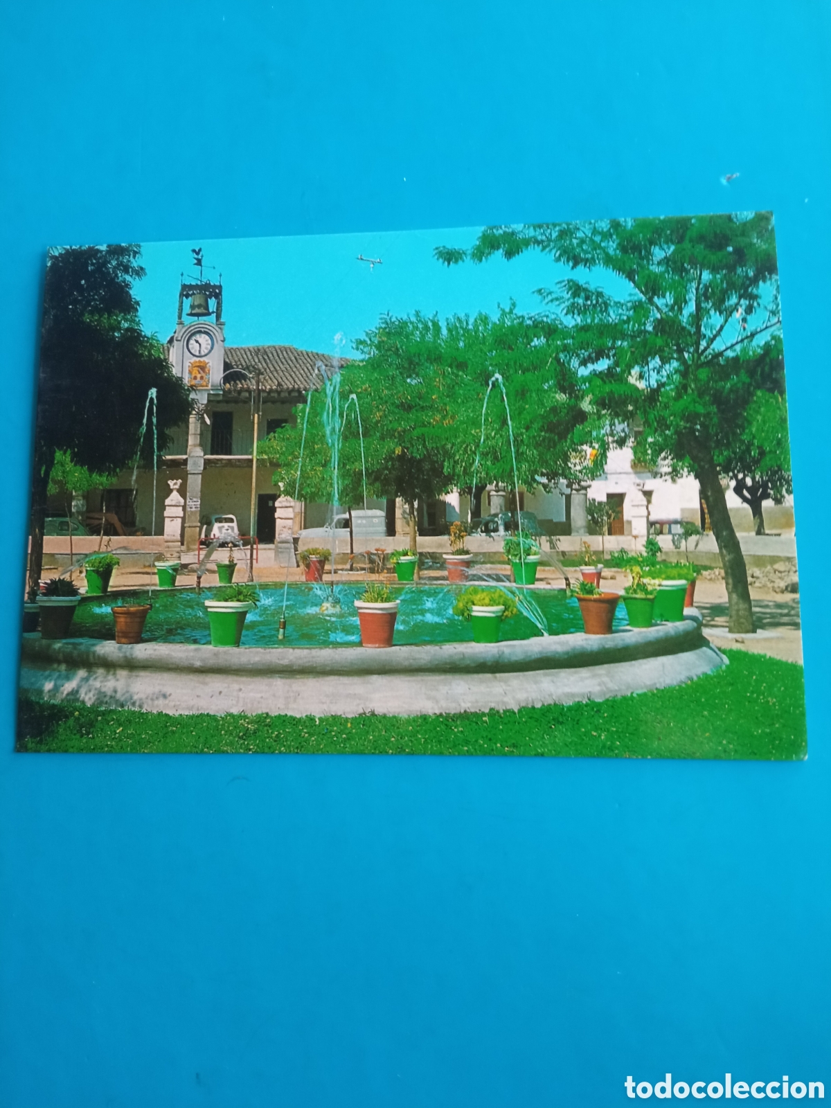 Postales: Antigua postal fotogr&aacute;fica, Escalona (Toledo) Fuente de la Plaza 7 de octubre, de 1969