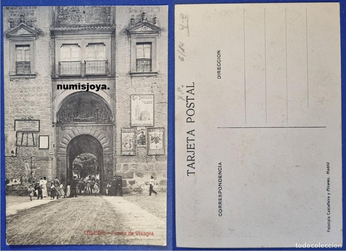 Postales: Postal de TOLEDO Espa&ntilde;a a&ntilde;o 1910. Puerta de Visagra. Fot. Casta&ntilde;ear&iacute;a y &Aacute;lvarez.