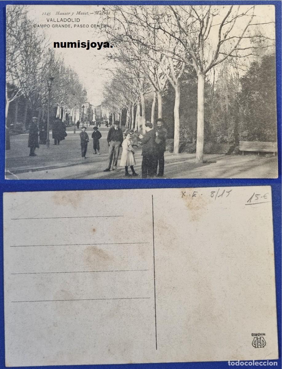 Postales: Postal de VALLADOLID Espa&ntilde;a a&ntilde;o 1910. Campo Grande Paseo Central. HAUSER Y MENET.
