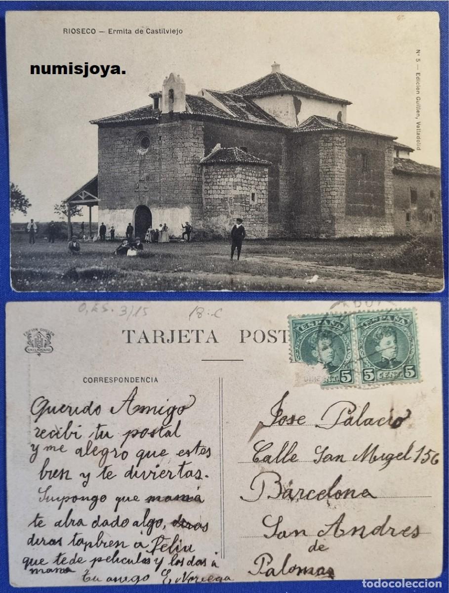 Postales: Postal MEDINA DE RIOSECO Valladolid Espa&ntilde;a a&ntilde;o 1905. Ermita de Castilviejo. Escrita en 1908.