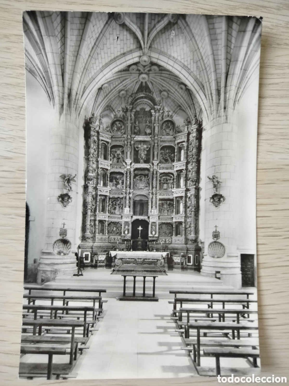 Postales: POSTAL 7 ALARC&Oacute;N (CUENCA) RETABLO MAYOR CIRCULADA A&Ntilde;O 1964