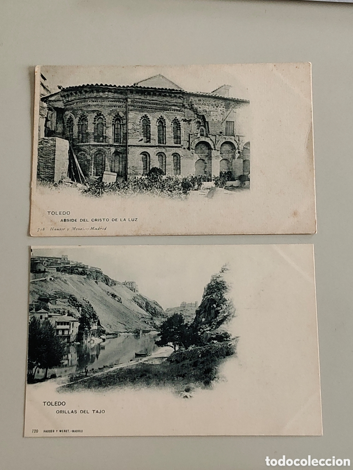 Postales: Lote 2 Tarjetas postales Toledo Hauser y Menet 718 Abside Cristo de la Luz 720 Orillas del Tajo