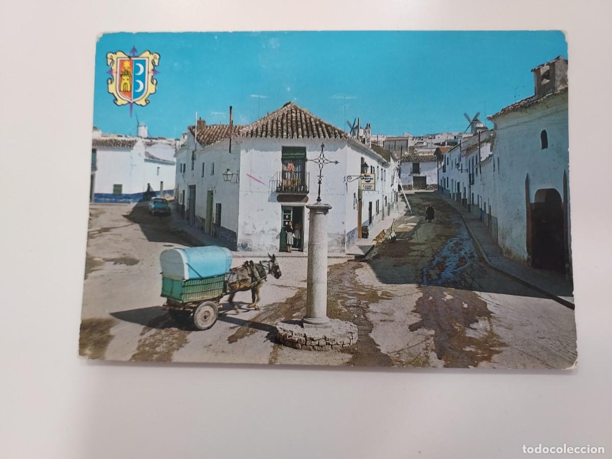 Postales: POSTAL CAMPO DE CRIPTANA PLAZA ERMITA SANTA ANA MOLINOS. 1970. JDP. ESCRITA. CIUDAD REAL. Carreta