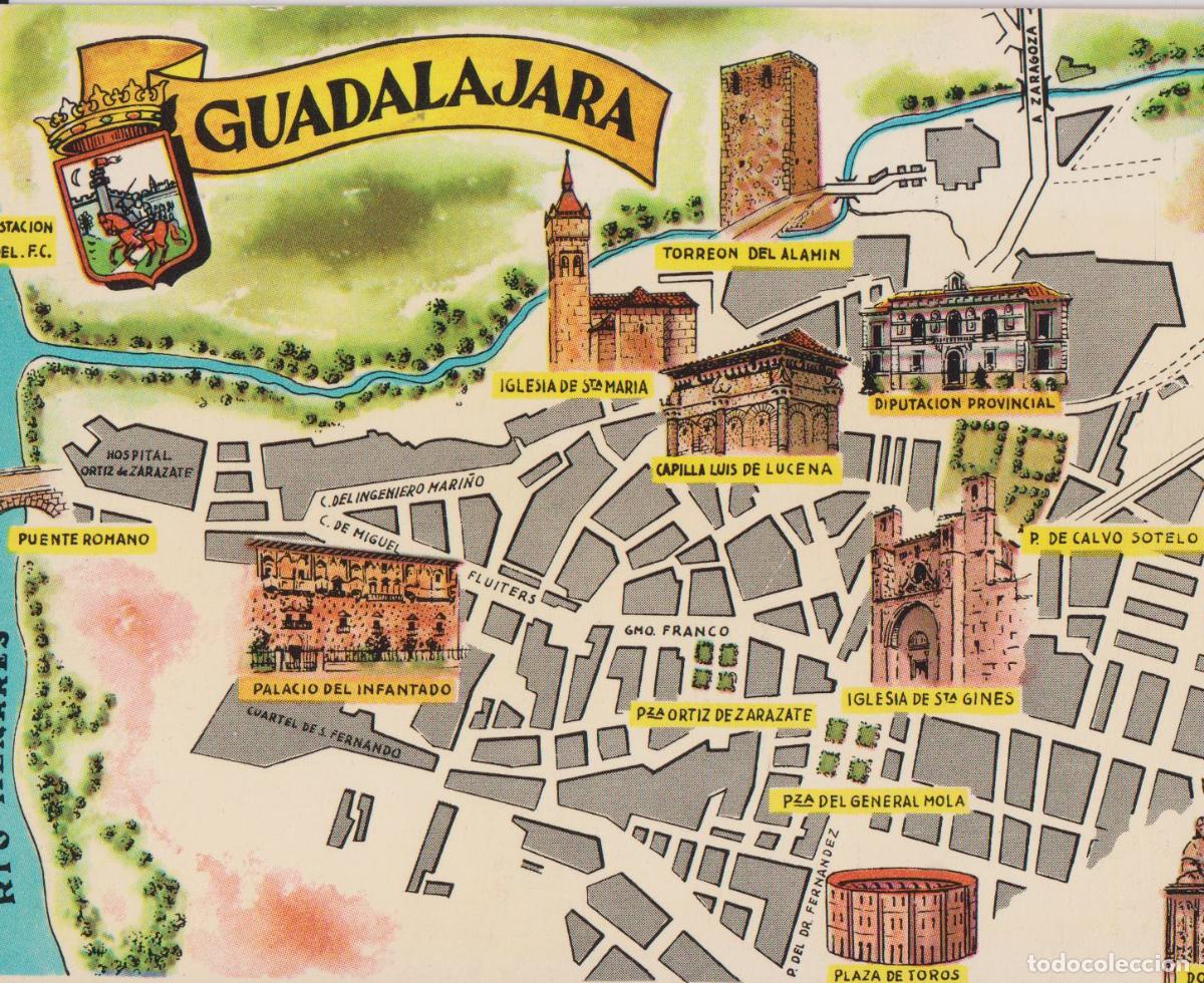 Postales: POSTAL MAPA DE GUADALAJARA - PRESMO - EDITADA EN 1964 - S/C